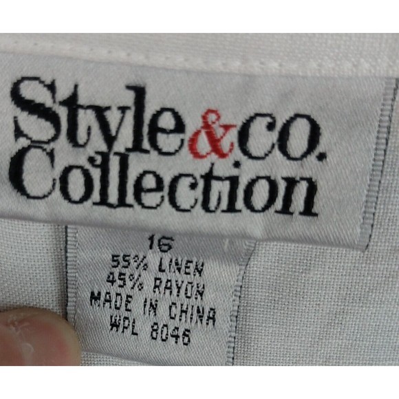 Style & Co. Collection White Linen Blend 3/4 Sleeve Blouse Top Women's Size 16 - Picture 3 of 10